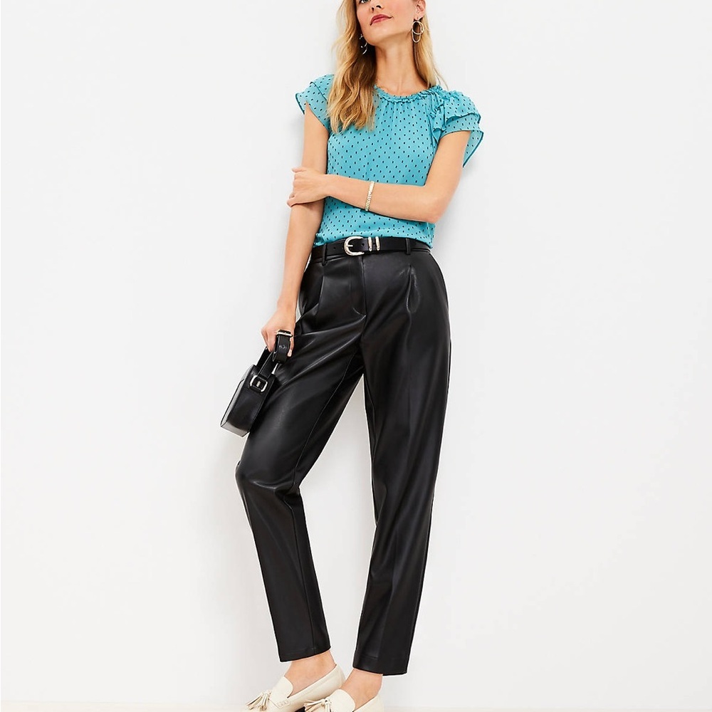 Loft black imitation leather pants size 12 never worn